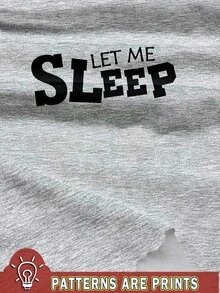 SHEIN Leap Crew 少女休闲简约灰色字母图案T恤和格子短裤睡衣套装，修身款，春夏款 - 彩色 - 查看 3