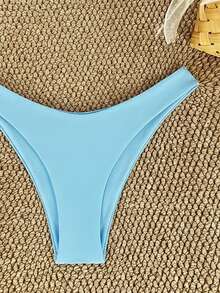 SHEIN Swim 女款夏季海灘純色三角比基尼泳褲下身 - 淺藍色 - 查看 3