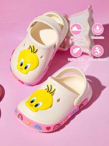 LOONEY TUNES X SHEIN 可愛卡通米色幼童休閒園藝鞋，輕便舒適 EVA 材質，女童適用，適合春夏海灘度假、戶外與室內穿著 - 白色 - 查看 3