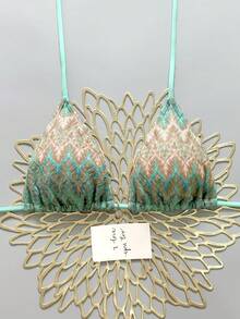 Swim Vcay Women's Summer Beach Patchwork Halter Tie Sexy Bikini Swimwear Set - Mint Green - View 6