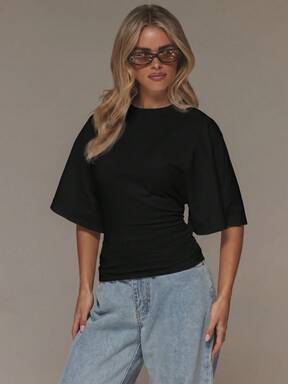 MUSERA Oversized Cinched Fitted Waist Tshirt Spring Summer Vacation Holiday Ibiza Boho Elegant Casual Everyday Fall Autumn Winter Halloween