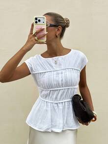 Lavishia Women's Summer Comfortable Cool Linen Top Fashion Slimming Vacation Outfit White Elegant - White - View 5
