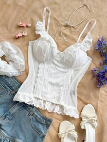 Soleia New Back To School Casual Cottagecore Vacation Western Beach Wedding Guest Graduation Brunch Women's St. Patrick's Day Spring Break Easter - White - View 5