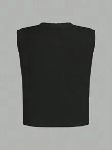 Tseoso 100% Cotton Women's Round Neck Casual Versatile Daily Wear Top - Black - View 3