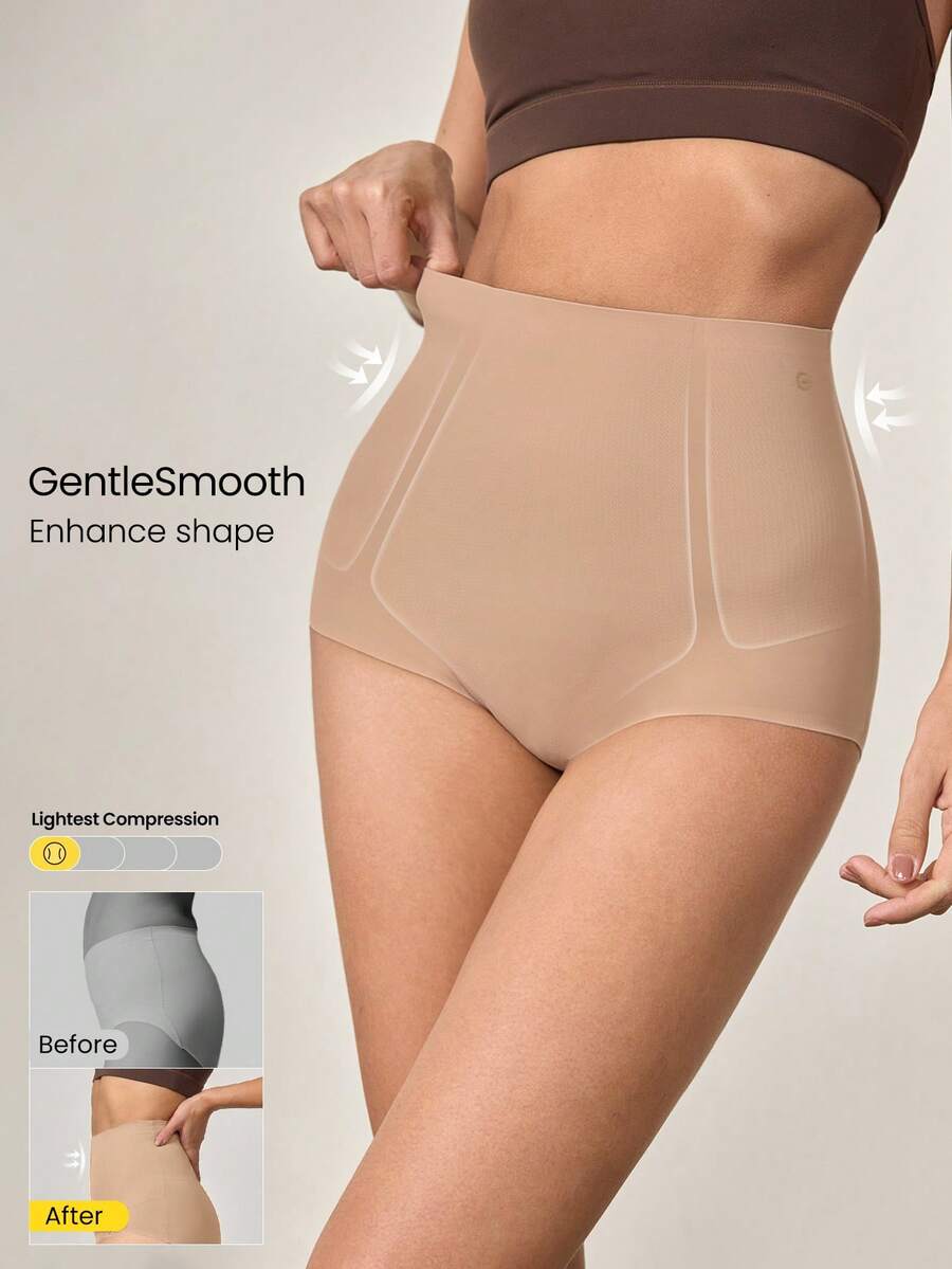 GLOWMODE 1 Pack Sculpt Fit High-Rise Waist Smoothing Effect Coverage Underwear Daily Casual - Khaki - View 1