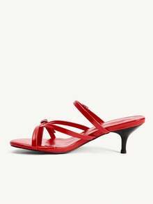 CUCCOO CHICEST 女款 Word With Pinch 紅色 PU 優雅女式涼鞋 - 紅色 - 查看 5