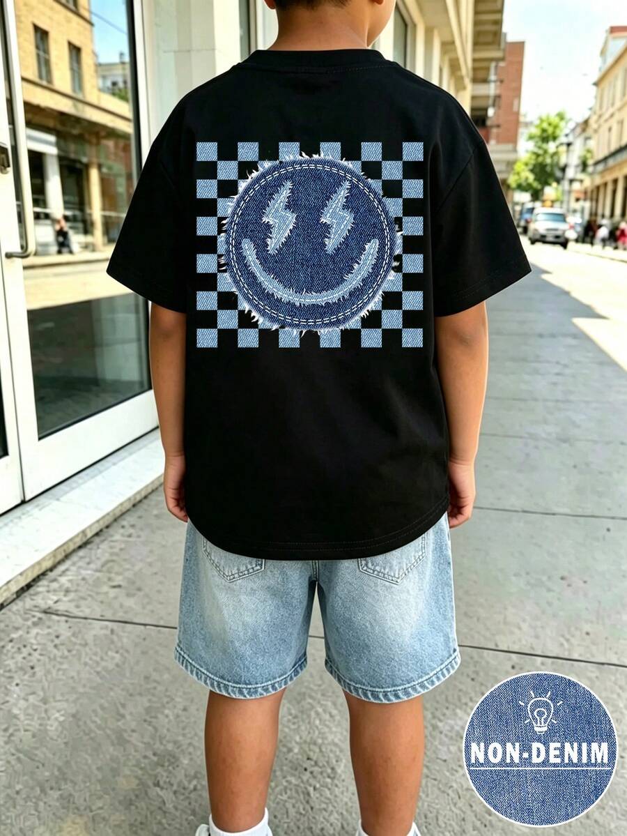 2件組青少年男孩酷英文標語印花時尚圓領短袖T恤與運動短褲套裝,適合假期派對、春夏季、休閒舒適、夏季必備、時尚休閒穿搭、春夏街頭風、戶外休閒穿著、開學派對、適合戶外野餐 - 彩色 - 查看 1