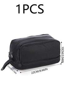 Large Capacity 4 Compartments Multi-Layer Zipper Stationery Bag, Standable On Desktop, Portable With Handle, Suitable For Office, School, College, Adults, Black, Back-To-School Gift, School Supplies, Pencil Pouch, School Bag - Multicolor - View 10