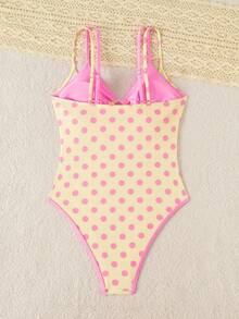 Swim Mod Traje de baño de una pieza a cuadros con tirantes finos para mujer, primavera/verano, para vacaciones en la playa - Multicolor - Ver 3