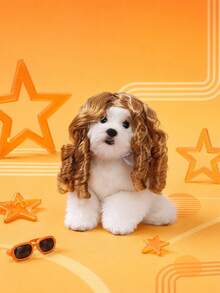 PETSIN 1PC Judge Style Pet Curly Wig For Dogs And Cats, Long Wavy Hair Costume Headpiece, Holiday Party Cosplay Dress Up Accessory, Funny Pet Photo Prop For Halloween Christmas, Perfect Gift For Pet Lovers - Multicolor - View 6