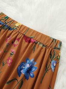 EMERY ROSE Women's Loose Printed Pattern Skirt - Mustard Yellow - View 3