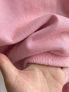 SHEIN 少女純色拉鍊領甜美百搭運動衫 - 粉色 - 查看 4