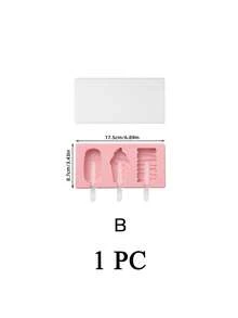 1Pc Cute Shapes Silicone Popsicle Molds With Lids Reusable Ice Cream Mold Popsicle 4 Cavities Maker Homemade DIY Set - Pink - View 11