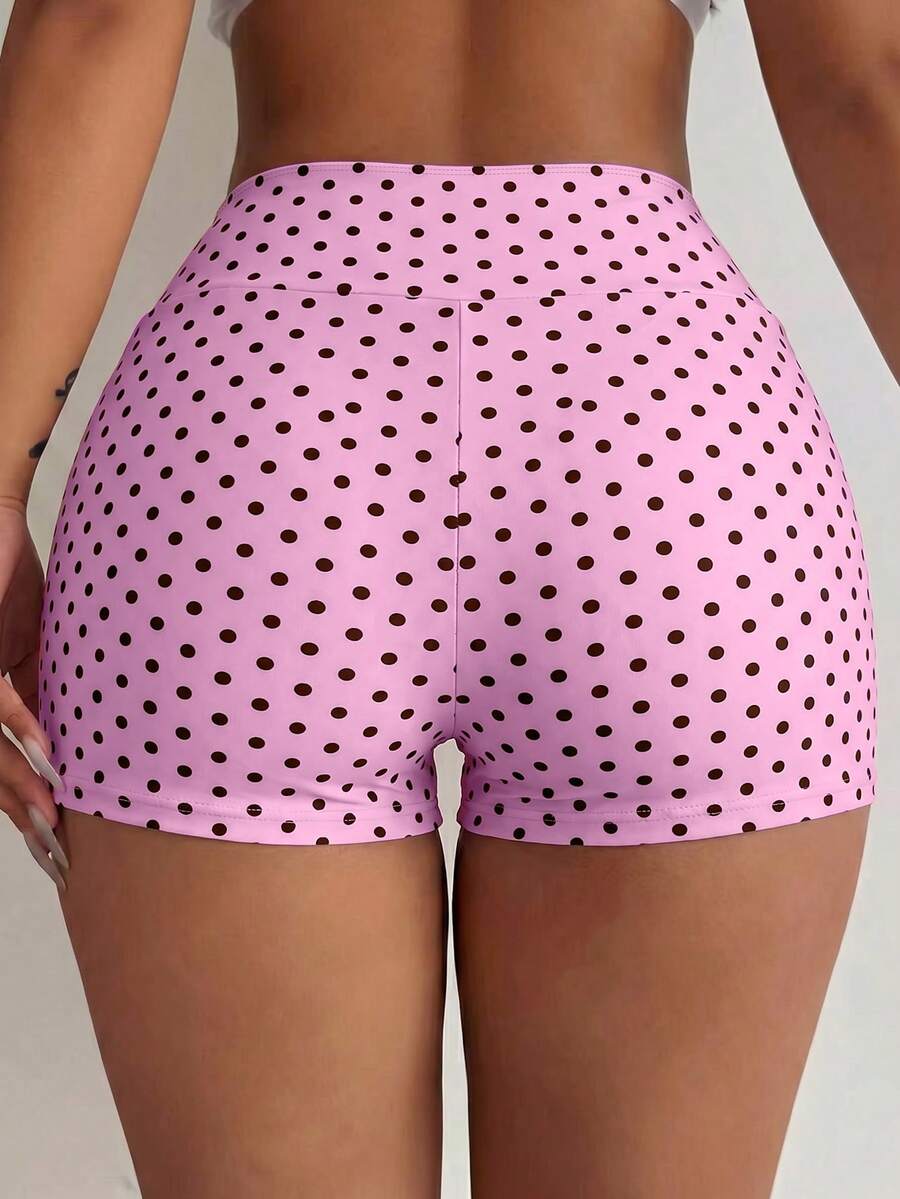 Swim Basics 夏季海灘游泳基礎款女式高腰緊身度假純色萬聖節商店慶祝 - 粉色 - 查看 1