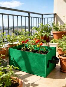 Saco de Cultivo Retangular Verde em Feltro Respirável Não Tecido, Saco de Crescimento de Plantas Nutritivo Reutilizável e Resistente, Recipiente de Plantio para Vegetais, Tomate, Ervas, Flores, Uso Interno e Externo, Paisagismo Doméstico, Suprimentos de Jardim - Verde - Visão 4