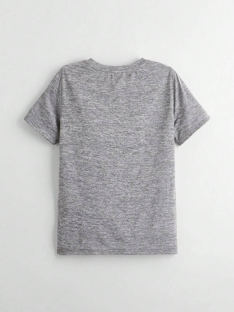 SHEIN Boys' Grey And Pink,Summer,Casual,School,Back-To-School Fashionable Creative Personalized Minimalist Colorblock Short T-Shirt,Comfortable Daily Wear - Multicolor - View 2