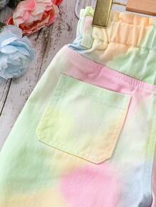 SHEIN Elladie kids 少女休閒波希米亞風度假平腰平口袋寬腿牛仔褲，日常穿搭 OOTD - 粉色 - 查看 7