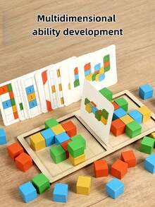 2 Player Wooden 3D Building Blocks Duel Logic Thinking Training Game Parent Child Interactive Educational Toy For Family Christmas Stocking Fillers Holiday Gift Ideas Must Haves - Multicolor - View 3