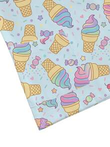 PopScrub Women's Blue V-Neck Short Sleeve Double Pocket Cute Cartoon Pattern, Cute Ice Cream Print, Nurse Doctor Work Uniform Top, Health Checkup Surgical Scrub Uniform, Pet Grooming Work Uniform Top, Nutritionist Workwear Short Sleeve, Laboratory Workwear, Multi-Pocket Functional Workwear, Functional Women's Holiday Clothing, Cute - Blue - View 4