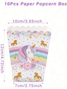 10pcs Rainbow Popcorn Boxes, Disposable Paper Magical  Theme Candy Containers, Suitable For Girls Birthday Party, Baby Shower, Party Supplies, Movie Night Snack Boxes - View 8