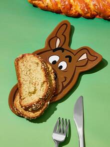 SCOOBY-DOO X SHEIN 1個卡通造型陶瓷盤，陶瓷甜點盤，適用於甜點、水果、小食物，也可作為居家收納，收納鑰匙、珠寶等，適用於微波爐與洗碗機，狗狗、冒險主題 - 棕色 - 查看 2