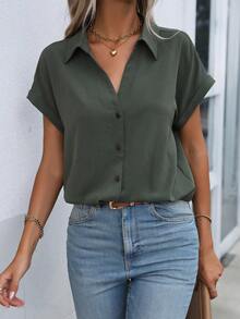 Breezaya Women's Solid Color Shirt, A Stylish Basic Top Suitable For Various Occasions - Multicolor - View 1