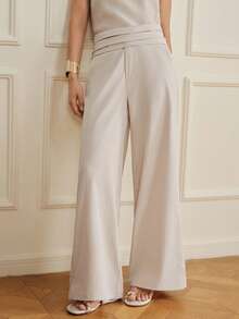 Aveloria Modichic Elegant Modest Fresh French Vintage Commuter Chic Casual Slim Fit Flattering Regular Long Pants Teachers' Day Brunch Office Beige Autumn - Grey - View 9