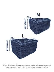 1PC( M/L) Handmade Woven Storage Baskets, Paper Rope Material Organizer Baskets For Living Room, Bedroom, Cabinet, Office, Home Decor, Farmhouse Decor, Holiday Gift Storage, Reusable Storage Bins For Stationery, Clothes, Toys, Cosmetics - Blue - View 4