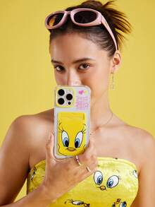 LOONEY TUNES X SHEIN Funda de teléfono de moda con estampado de dibujos animados envuelta en tarjeta - transparente - Ver 8