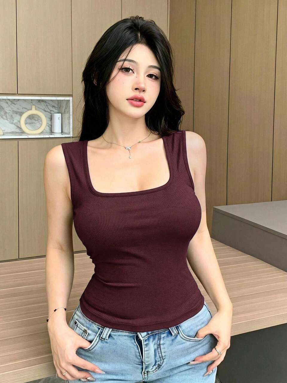 Women's Wide Strap Padded Tank Top, Versatile Base Layer For All Seasons
