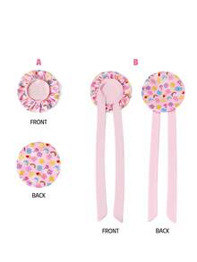 SHEIN X Care Bears 升級版雙層布料護髮帽，寬邊彈性緞面睡眠帽，柔軟舒適，適合居家日常睡眠穿戴 - 粉色 - 查看 5