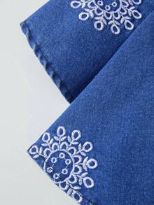 GlowEve Women's Blue And White Asymmetrical Hem Camisole Denim Top Vacation Summer Cute - Blue - View 4