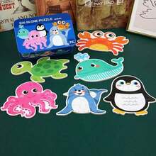 Christmas Decoration Six-In-One Puzzle Set Iron Box, 5 Styles Including Animals And Dinosaurs, Suitable For Children's Flat Puzzles, Preschool Learning Puzzles, Large Puzzle Games For Boys And Girls, Puzzles, Puzzle Boxes - Large puzzle tin box - View 11