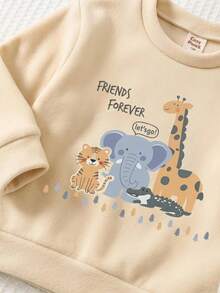 Baby Boy Casual Minimalist Loose Round Neck Comfortable Knit Soft Pullover Sweatshirt Suitable For Autumn And Winter - Multicolor - View 3