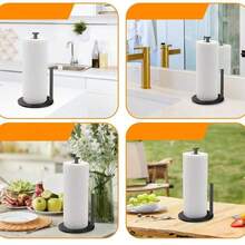 1pc Weighted Base Freestanding Paper Towel Holder, Stainless Steel Paper Towel Holder, Kitchen And Bathroom Paper Towel Holder, Modern Style Toilet Paper Roll Holder - Multicolor - View 8