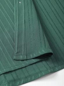 Genlund Conjunto de playa de camisa de manga corta y pantalones cortos de unicolor para hombres de talla grande - Verde - Ver 5