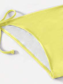 SHEIN Swim Vacation Beach Solid Color Two-Piece Swimsuit Set - Light Yellow - View 5