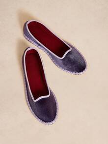 Rosivie Zapatos de mujer de terciopelo púrpura, clásicos y suaves, tipo slip-on, básicos, de suela plana y vamp bajo - Morado - Ver 5