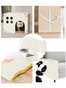 Cat Scratch Couch Furniture Protector, Cat Scratching Mat, Cuttable Cat Scratcher, Adhesive Cat Scratch Pad Deterrent For Furniture, Diy Climbing Cat Scratcher Couch Protector Against Indoor Clawing - White - View 8