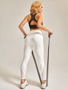 Nuvra Seamless Solid Color Casual Sports Bra Top - Coffee Brown - View 6