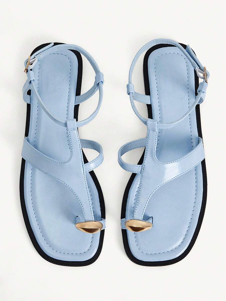 CUCCOO CHICEST Women's Shoes Simple Open-Toed Crossed Flat Sandals Summer Shoes - Light blue - View 1