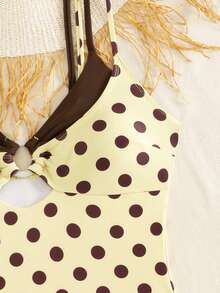 Swim Mod Traje de baño de una pieza a cuadros con tirantes finos para mujer, primavera/verano, para vacaciones en la playa - Amarillo - Ver 4