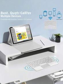 Teckwe Case With Pen Slot, Compatible With Samsung Galaxy Tab / R Detachable Rechargeable Touchpad Keyboard CaseWith Pen Slot, Compatible With Samsung Galaxy Tab Magnetic Bluetooth KeyboardCover (Light Gray) - View 3