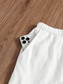 SWAVVY Men's Casual Versatile Solid Color Pants - White - View 7