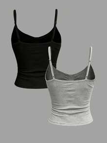 INAWLY 3 piezas Camiseta de tirantes casual versátil de unicolor - Multicolor - Ver 2