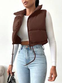 RueChic Women'S Vest Padded Jacket - Brown - View 6