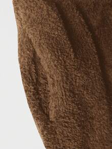 SHEIN Cottnline Men's Simple Solid Color Hooded Sweatshirt And Sweatpants Two-piece Set - Camel - View 3