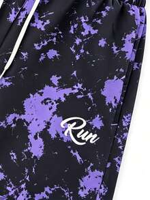 Gym Rark Men's Colorblock Splatter Print Drawstring Waist Casual Sports Shorts, Gym - Black - View 4