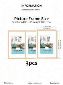 3/2/1件装木质相框，适用于照片墙，尺寸可选10x15、15x20、20x25英寸，A4尺寸，木质彩色相框支架，可用于照片装饰、纪念礼品 - 彩色 - 查看 25
