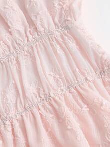Sweetra Summer Fashion Sweet Pink Off-Shoulder Short Sleeve Double Layer Hem Gentle Style Women's Short Dress Suitable For Date And Casual Vacation - Pink - View 7